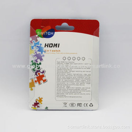 HDMI 3x1 Switch, IR Remote, Support 3D, 1,080P with HDCP and AC Adapter Include